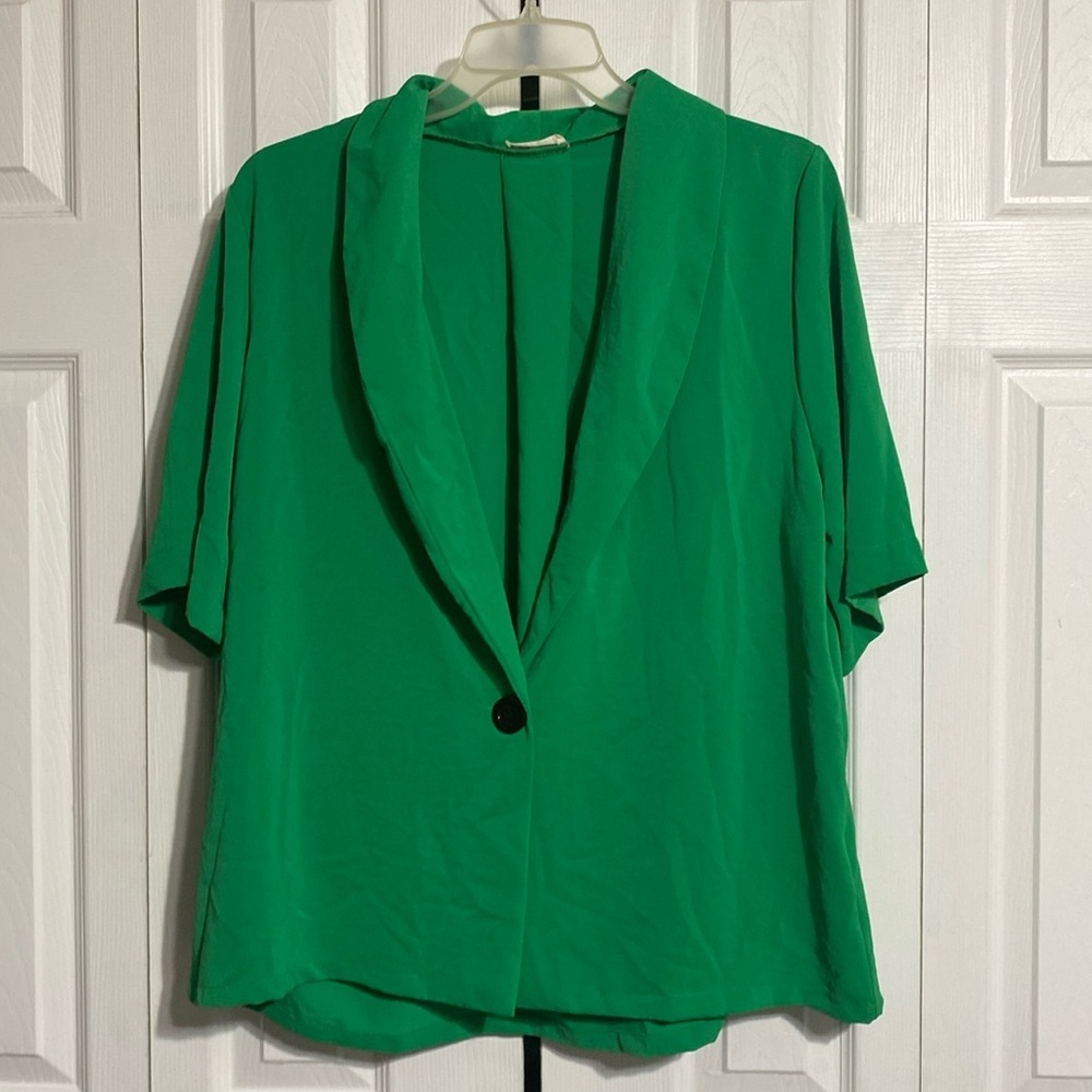 Pretty Blumin Apparel bright green lightweight jacket blazer size 1XL